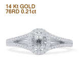 14K White Gold 0.21ct Oval Halo Split Shank Semi Mount Diamond Ring Wholesale
