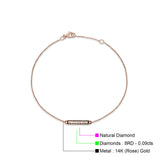 14K Rose Gold 7" Trendy Round Natural Diamond Bar Bracelet Wholesale