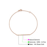 14K Rose Gold 7" Round Natural Diamond Horizontal Bar Bracelet Wholesale