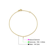 14K Yellow Gold 7" Round Natural Diamond Charm Bracelet Wholesale