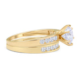 Two Piece Round Solitaire Eternity Gold Ring