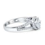 Round Halo Split Shank CZ Ring