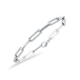 14K White Gold 7" Link Chain Paperclip Bracelet Round Natural Diamond Wholesale