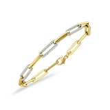 14K Yellow Gold 7" Link Chain Paperclip Bracelet Round Natural Diamond Wholesale