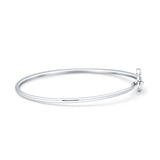 14K White Gold 2.09mm Heart Lock Bangle Bracelet Round Natural Diamond Wholesale