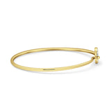 14K Yellow Gold 2.09mm Heart Lock Bangle Bracelet Round Natural Diamond Wholesale