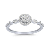 Round Halo Cluster Marquise Band Diamond Ring