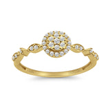 Round Halo Cluster Marquise Band Diamond Ring