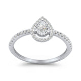 Pear Teardrop Halo Round Diamond Ring