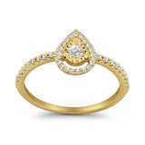 Pear Teardrop Halo Round Diamond Ring