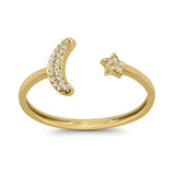 Moon & Star Celestial Open Ring