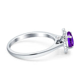 Oval Natural Purple Amethyst Halo Diamond Solitaire Ring