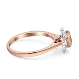 Oval Natural Morganite Halo Diamond Solitaire Ring