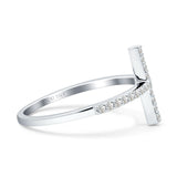 Half Eternity Natural Diamond Cross Ring