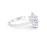 Teardrop Art Deco Pear Wedding Engagement Ring Simulated CZ 925 Sterling Silver