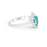 Teardrop Art Deco Pear Engagement Ring Simulated Paraiba Tourmaline CZ 925 Sterling Silver