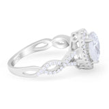 Oval Cubic Zirconia Halo Twisted Ring 925 Sterling Silver Wholesale