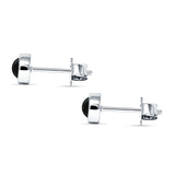Half Ball Stud Earrings 5mm Round Black Onyx 925 Sterling Silver