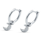 Moon Dangle Drop Hoop Earring Cubic Zirconia 925 Sterling Silver Wholesale