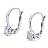 Cushion Halo Leverback Hoop Earring Cubic Zirconia 925 Sterling Silver Wholesale