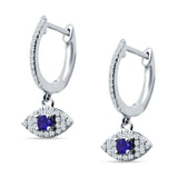 Evil Eye Huggie Hoop Earring Blue Sapphire 925 Sterling Silver Wholesale