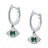 Evil Eye Huggie Hoop Earring Green Emerald CZ 925 Sterling Silver Wholesale