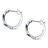 Twisted Tilted Row Earring Two Tone Round Blue Sapphire CZ 925 Sterling Wholesale