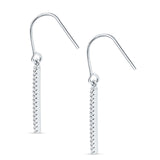 Round Cubic Zirconia Vertical Drop Bar Fishhook Earring 925 Sterling Silver Wholesale