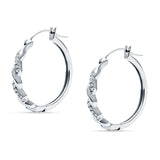 Round Twisted Infinity Hoop Earring Cubic Zirconia 925 Sterling Silver Wholesale