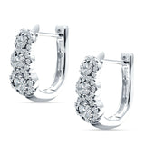 Three Round Halo Floral Hoop Earring Cubic Zirconia 925 Sterling Silver Wholesale