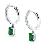 Emerald Cut Drop Dangle Hoop Earring Green Emerald CZ 925 Sterling Silver Wholesale