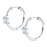 Emerald Cut Halo Hoop Earring Cubic Zirconia 925 Sterling Silver Wholesale