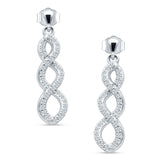 Twisted Infinity Stud Earring Cubic Zirconia 925 Sterling Silver Wholesale