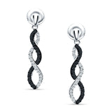 Twisted Infinity Stud Earring Black CZ 925 Sterling Silver Wholesale