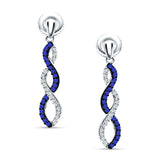 Twisted Infinity Stud Earring Blue Sapphire CZ 925 Sterling Silver Wholesale