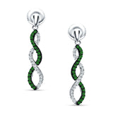 Twisted Infinity Stud Earring Green Emerald CZ 925 Sterling Silver Wholesale