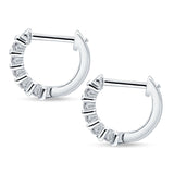 Minimalist Baguette Cubic Zirconia Huggie Hoop Earring Solid 925 Sterling Silver Wholesale