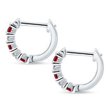 Minimalist Baguette Ruby CZ Huggie Hoop Earring Solid 925 Sterling Silver Wholesale