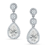 Pear Teardrop Halo Drop Dangle Earring Cubic Zirconia 925 Sterling Silver Wholesale