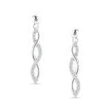 Infinity Twisted Oblong Stud Earring Cubic Zirconia 925 Sterling Silver Wholesale