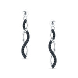 Infinity Twisted Two Tone Stud Earring Black CZ 925 Sterling Silver Wholesale
