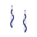 Infinity Twisted Two Tone Stud Earring Blue Sapphire CZ 925 Sterling Silver Wholesale