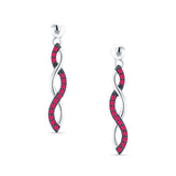 Infinity Twisted Two Tone Stud Earring Ruby CZ 925 Sterling Silver Wholesale