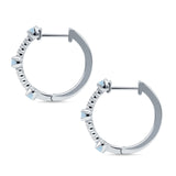 Round Aquamarine CZ Huggie Hoop Earring 925 Sterling Silver Wholesale