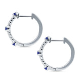 Round Blue Sapphire CZ Huggie Hoop Earring 925 Sterling Silver Wholesale