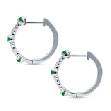 Round Green Emerald CZ Huggie Hoop Earring 925 Sterling Silver Wholesale