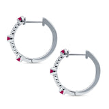 Round Ruby CZ Huggie Hoop Earring 925 Sterling Silver Wholesale