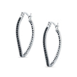 Curved Hoop Earrings Black CZ 925 Sterling Silver Wholesale