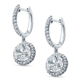 Round Halo Drop Dangle Hoop Earring Cubic Zirconia 925 Sterling Silver Wholesale