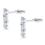 Marquise Zig Zag Bar Stud Earring Cubic Zirconia 925 Sterling Silver Wholesale